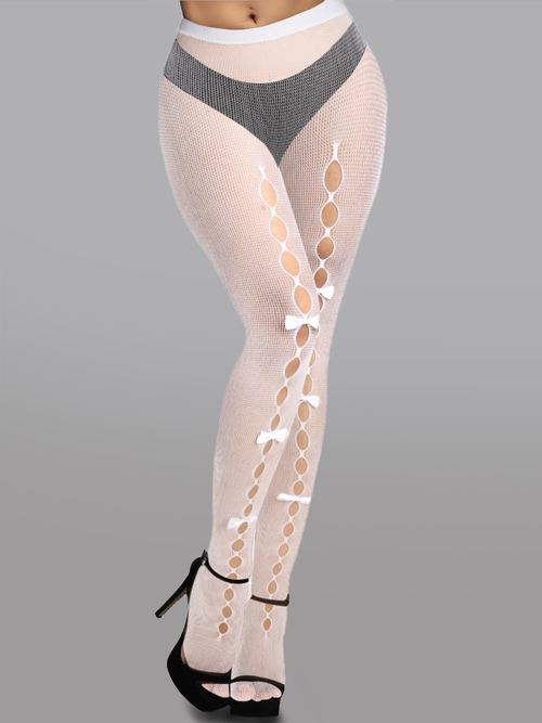 Bow-tied Delight: Feminine Mesh Tights Appeal