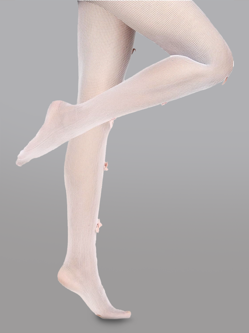 Bow-tied Delight: Feminine Mesh Tights Appeal