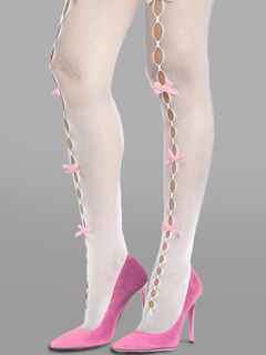 Bow-tied Delight: Feminine Mesh Tights Appeal