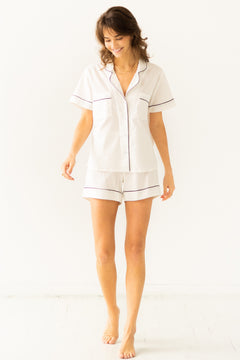 SALUA Classic Shorties Pajamas in Woven Cotton