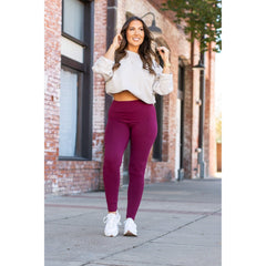 *Ready to Ship | The Maria - Maroon Full Length Leggings with Pocket - Luxe Leggings by Julia Rose®