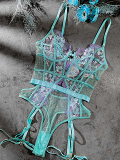 Indigo Dreams Floral French-inspired Sensual Bodysuit