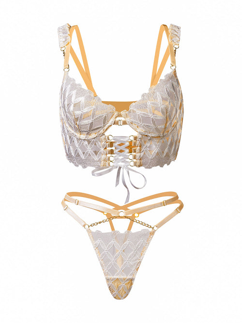 Delicate White Embroidery Lingerie Set