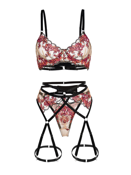 Floral Sheer Lace Lingerie Set
