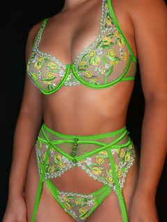 Fresh Lemon Embroidery Lingerie Set