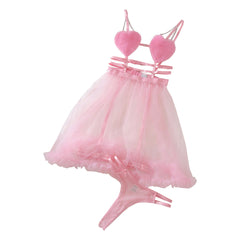 Fuzzy Heart Babydoll Set