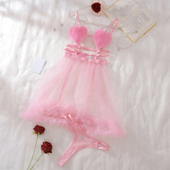 Fuzzy Heart Babydoll Set