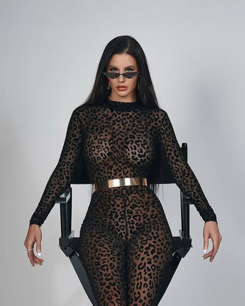 Fierce Elegance Velvet Leopard Bodysuit