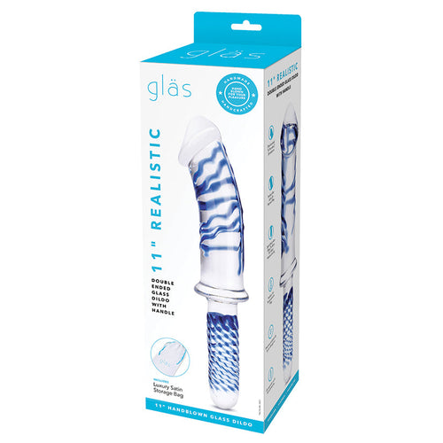 Glas Realistic Double Ended Glass Dildo with Handle 11"