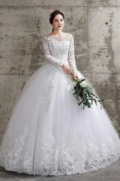 Custom Luxury Wedding Dress - Long Sleeve Ball Gown Plus Size | Femstylo