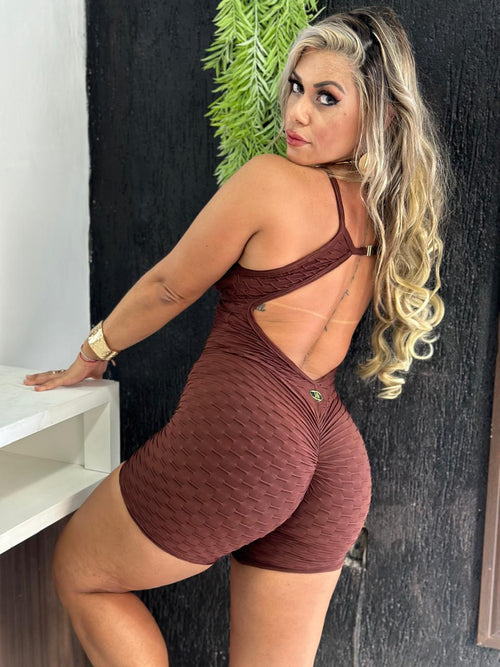 NEKKID Brown Wave Fitness Bliss Jumpsuit