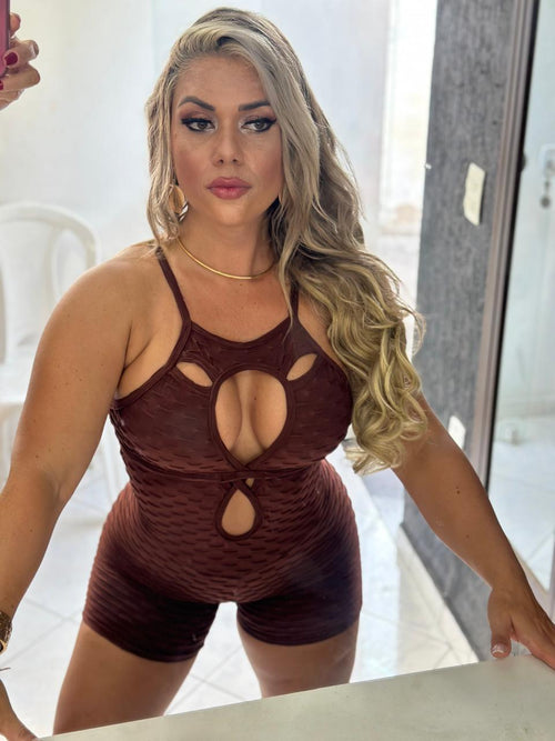 NEKKID Brown Wave Fitness Bliss Jumpsuit