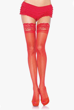 Lace-Trimmed Seamless Stockings for Captivating Legs