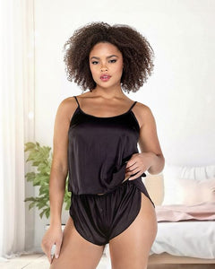 2PC Soft Satin Tulip Short Set