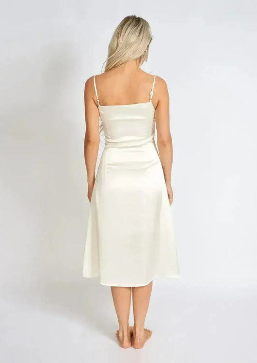 Léonie One Pearl Satin Slip Dress