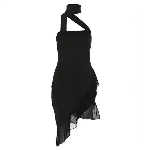 Fashion Halter Off-shoulder Slim Fit Stringy Selvedge Dress