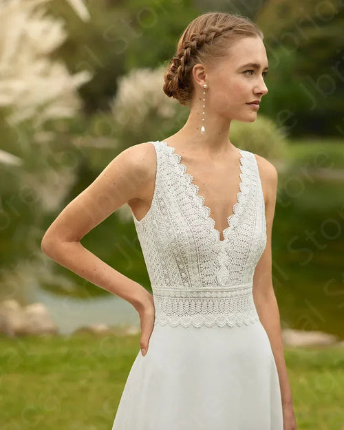 Beach Wedding Dress 2024 - Boho Lace Backless Gown Customizable | Femstylo