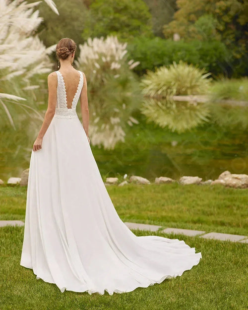 Beach Wedding Dress 2024 - Boho Lace Backless Gown Customizable | Femstylo