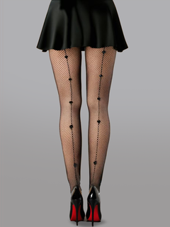Heart Pattern Fishnet Tights