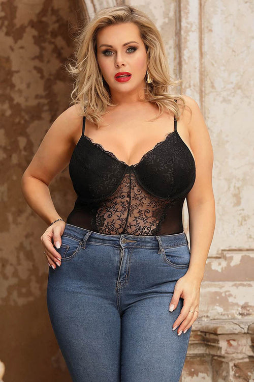 Plus Size Lace Underwire Teddy