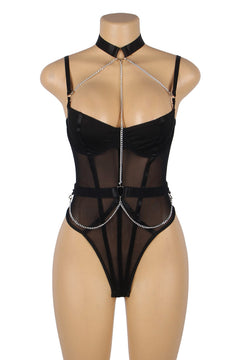 Black Chain Harness Bodysuit