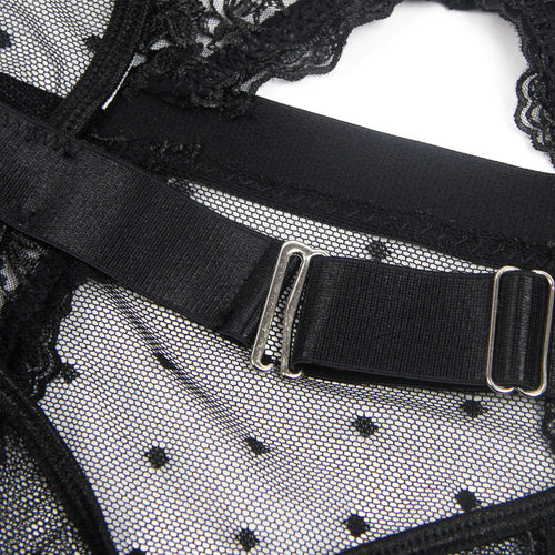 Embroidered Lace Hollow Cut Teddy Lingerie