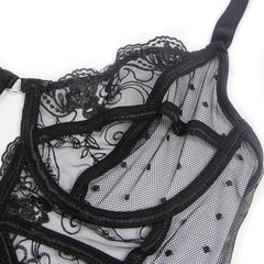 Embroidered Lace Hollow Cut Teddy Lingerie