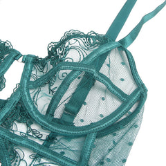 Embroidered Lace Hollow Cut Teddy Lingerie