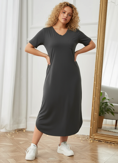 Curvy Grace V-Neck Lounge Dress