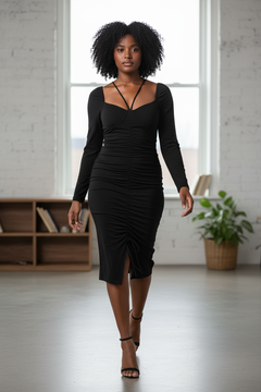 Bella's Black Draped Delight Dress