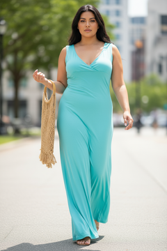 Curvy Charm V-Neck Maxi Dress