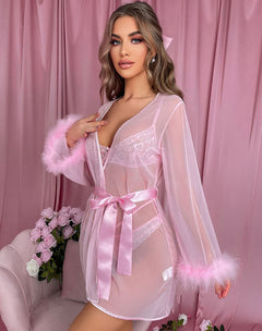 Blushing Passion Lace Bra & Robe Set