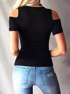 Lace Up Cold Shoulder T-Shirt