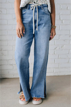 Lena's Elevated Side Slit High Rise Jeans