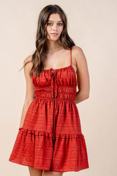 JACQUARD NYLON RAYON MINI DRESS