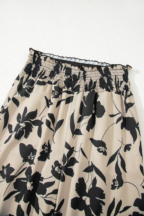 Lila’s Floral Frill Waist Wide Leg Pants