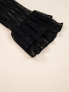 Lace Patchwork Flounce Sleeve Slim Fit Top