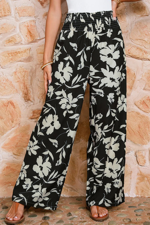 Lila’s Floral Frill Waist Wide Leg Pants