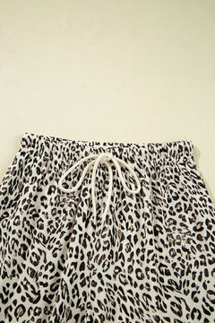 Brown Leopard Drawstring Loose Pants