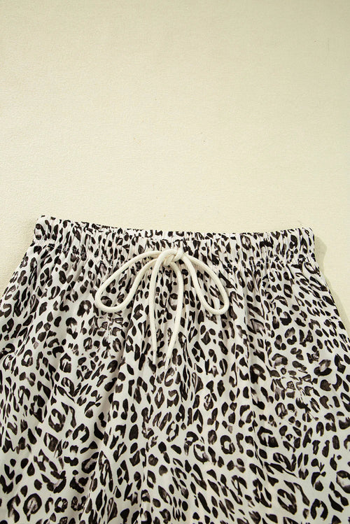 Brown Leopard Drawstring Loose Pants