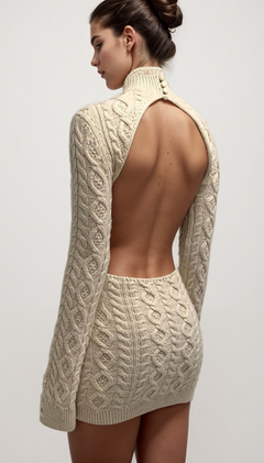 Cut Out Cable Net Mini Dress