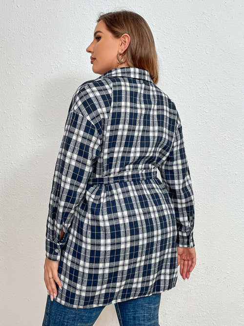 Curvy Clara's Stylish Comfort Plaid Jacket