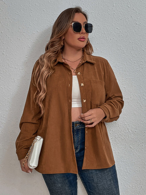Curvy Clara's Trendy Comfort Corduroy Shirt