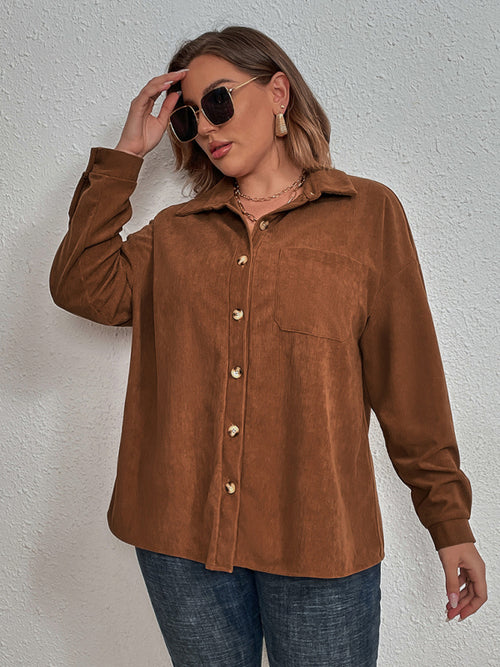 Curvy Clara's Trendy Comfort Corduroy Shirt