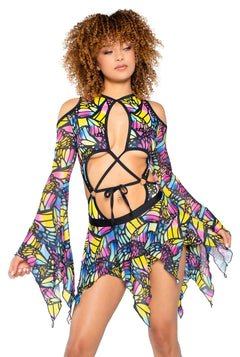 Spandex/Mesh Flow Bodysuit