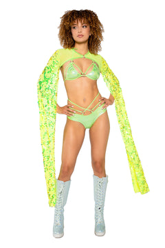 Metallic Strap Triangle Top & Short