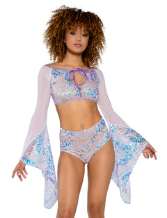 Sequin Lace High-Waist Short