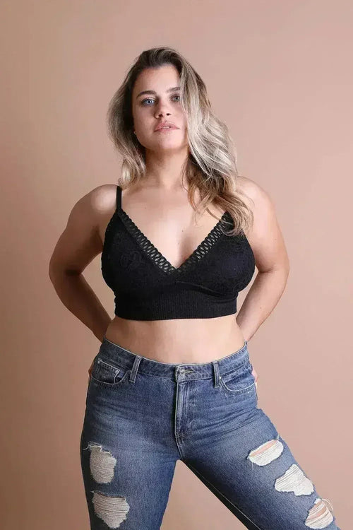 Plus Size Lace Brami – Stretchy Waistband, Elegant & Sexy