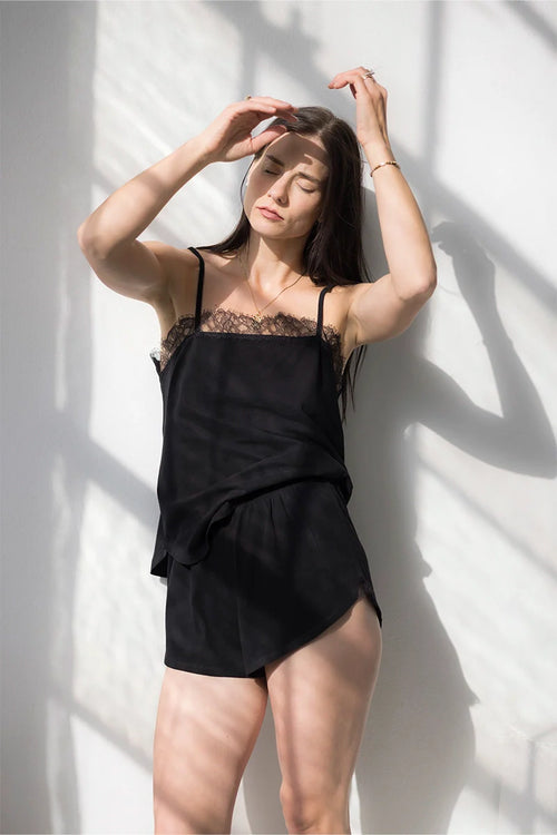 Sofia Brushed Pima Cotton Lace Camisole & Shorts Set