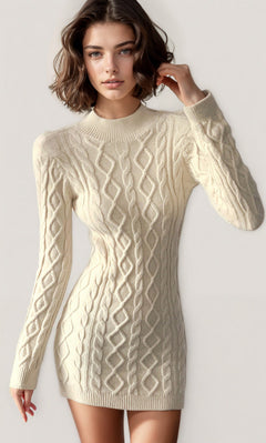 Cut Out Cable Net Mini Dress
